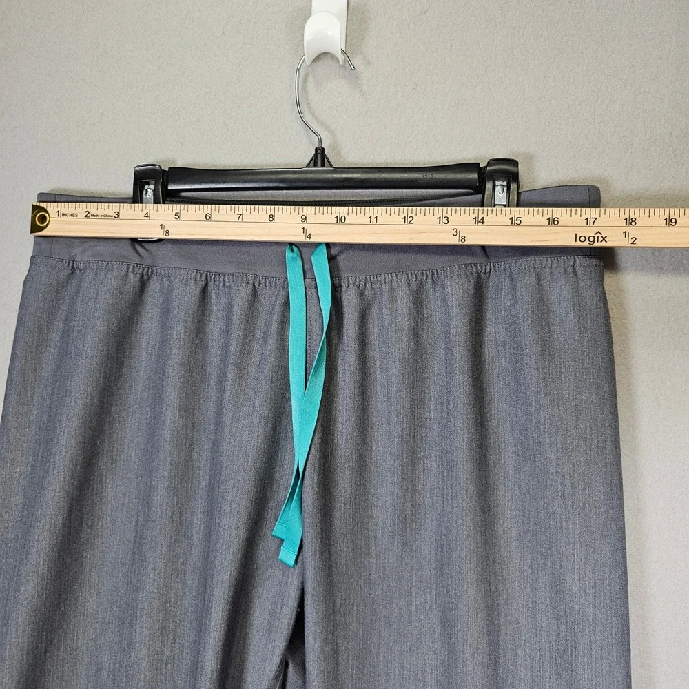 FIGS Heather Gray Scrub Pants Straight Leg Teal Drawstring‎ Mens L/T 31 Inseam